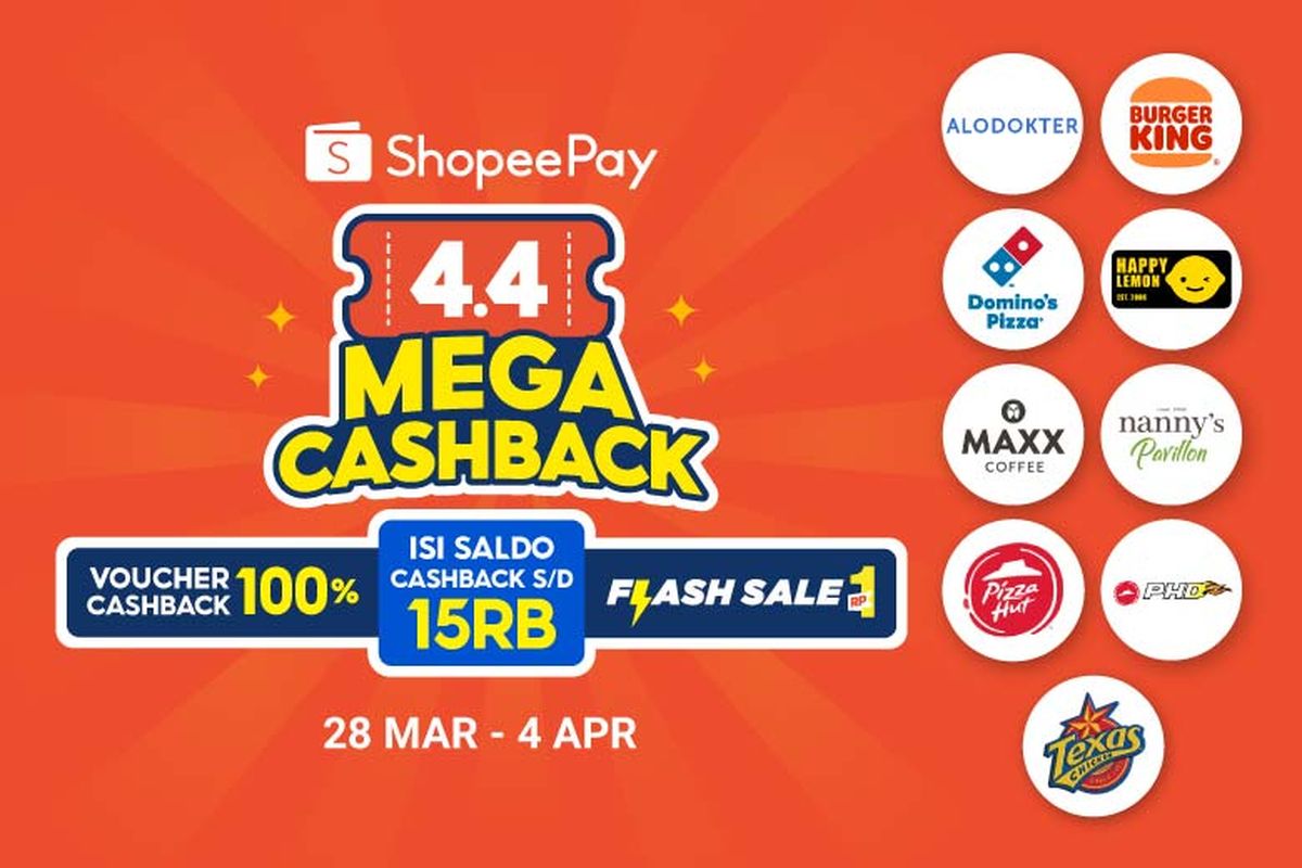 ShopeePay 4.4 Mega Cashback.