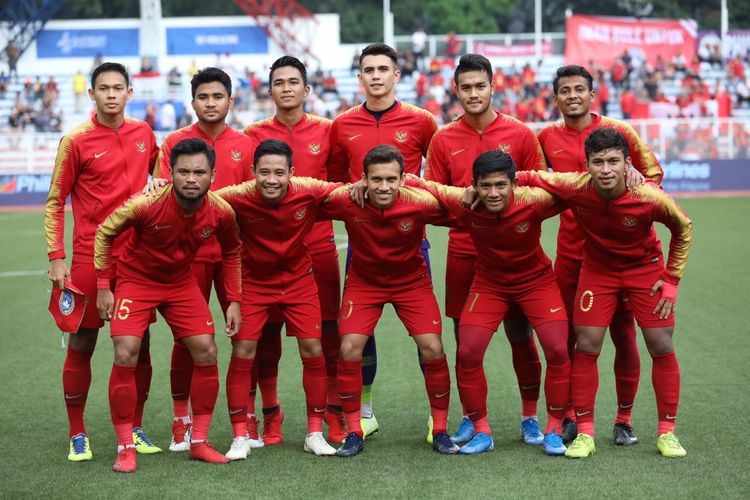 Starting eleven skuad Garuda Muda pada laga semifinal SEA Games 2019 antara timnas U23 Indonesia vs Myanmar di Stadion Rizal Memorial, Filipina, Sabtu 7 Desember 2019.
