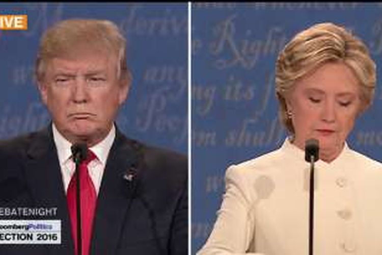 Dua calon Presiden Amerika Serikat, Hillary Clinton dan Donald Trump berhadapan dalam perhelatan debat terakhir, yang digelar Rabu malam, atau Kamis (20/10/2016) pagi, di Universitas Nevada.