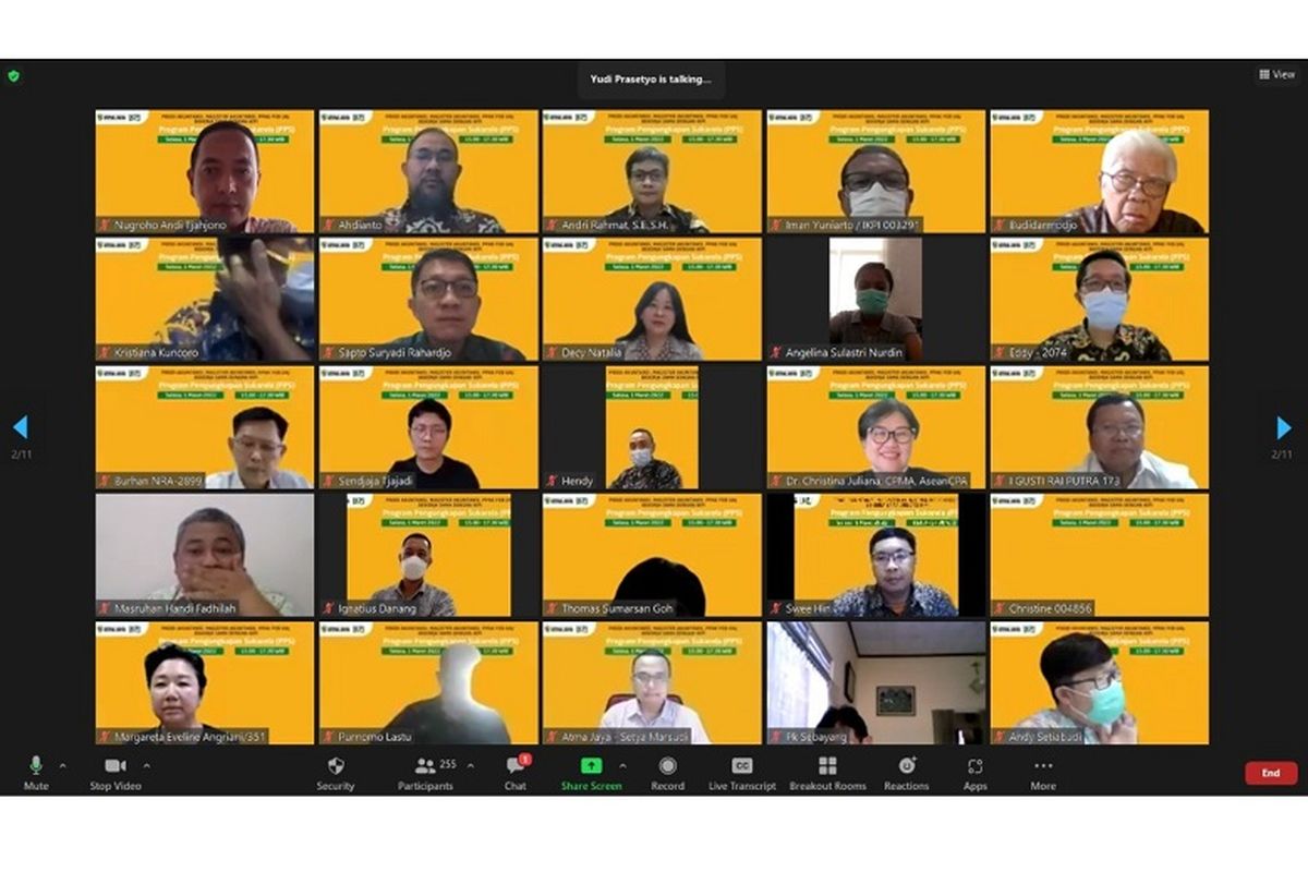 Peserta webinar terkait reformasi perpajakan yang dimotori Unika Atma Jaya dan IKPI.