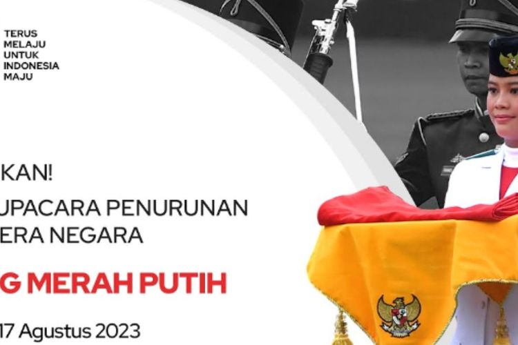 Tangkapan layar live streaming upacara penurunan bendera 17 Agustus 2023.