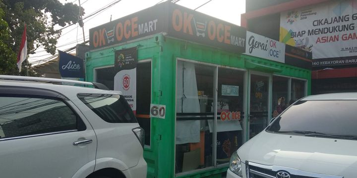 OK OCE Mart yang pertama didirikan di Jalan Cikajang, Kebayoran Baru, terlihat sepi pada Senin (3/9/2018) sore.
