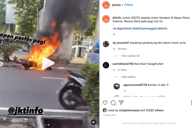 Motor terbakar di Rasuna Said