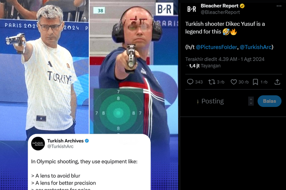 Atlet Turkiye, Yusuf Dikec yang disorot berkat gaya santainya saat bertanding dalam final cabor menembak Olimpiade Paris 2024
