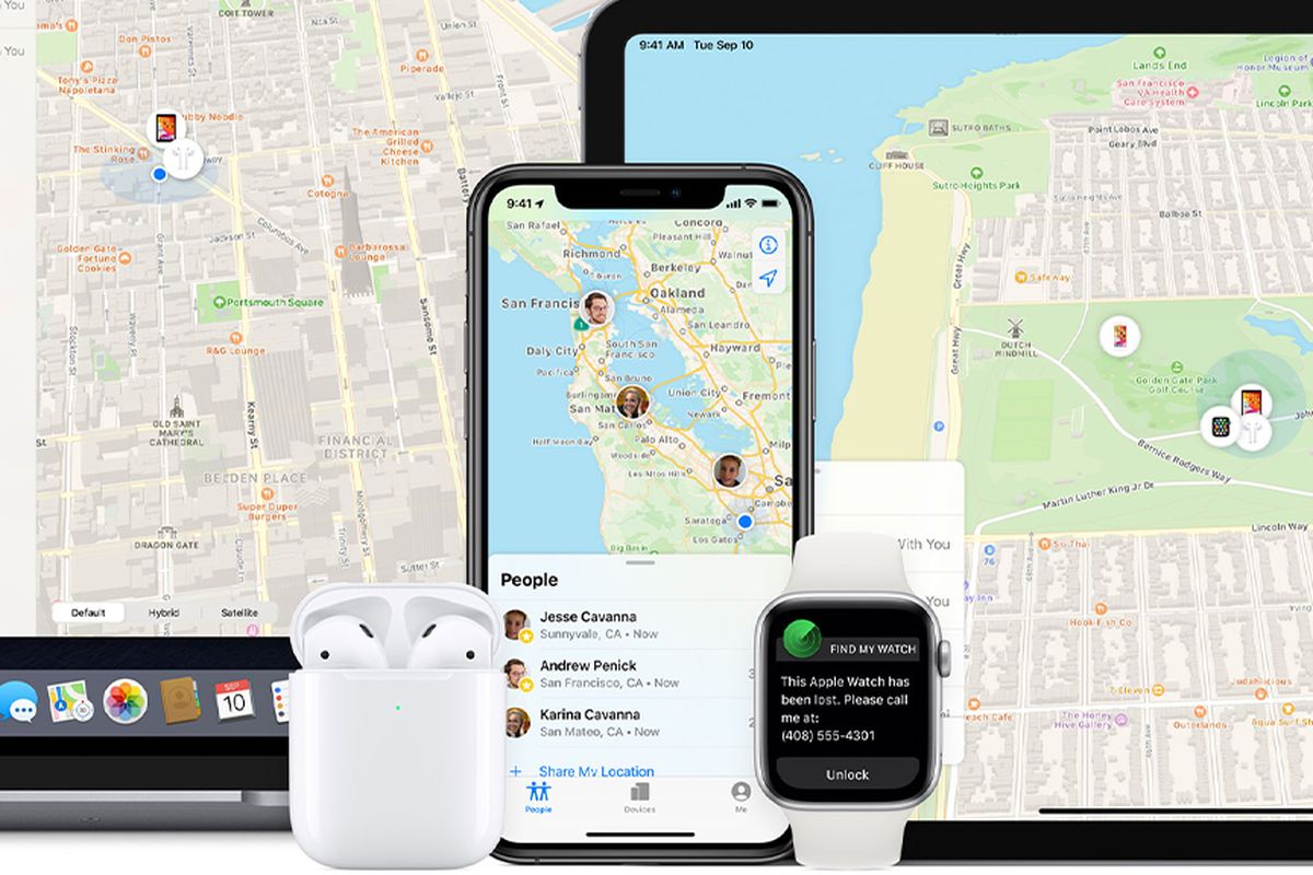 Fitur pelacakan bawaan perangkat Apple, Find My App.