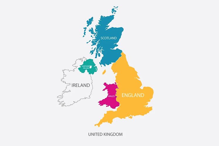 Wilayah negara United Kingdom atau Inggris Raya meliputi Pulau Britania Raya (Inggris, Skotlandia, dan Wales) serta Irlandia Utara.
