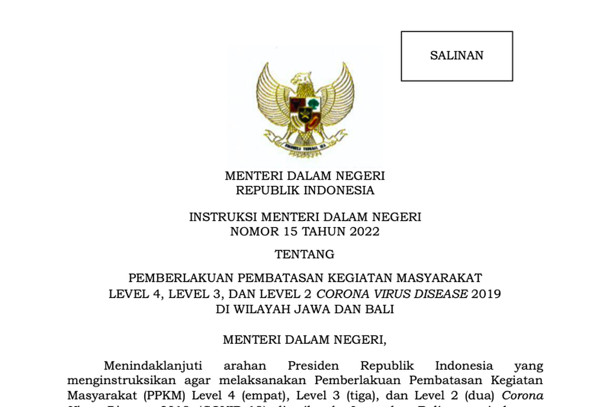 PPKM Jawa Bali 8-14 Maret 2022: Aturan lengkap dan daerah PPKM Level 2-4. 