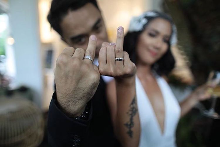 DJ Dipha Barus menikah dengan Vanessa Budihardja di Los Angeles, California, AS, Sabtu (4/1//2020).