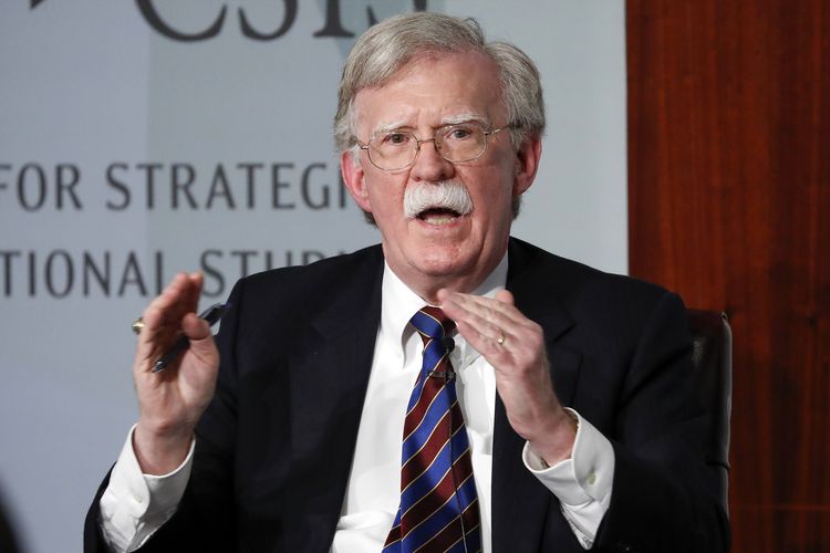 Foto tertanggal 30 September 2019, memperlihatkan eks penasihat nasional AS John Bolton, saat berbicara di Pusat Studi Strategis dan Internasional di Washington.