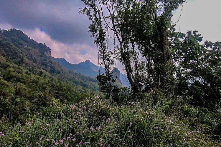 Gunung atau Watu Soko dilihat dari Jalan Tembus Selogiri-Manyaran, Kamis (27/5/2021).