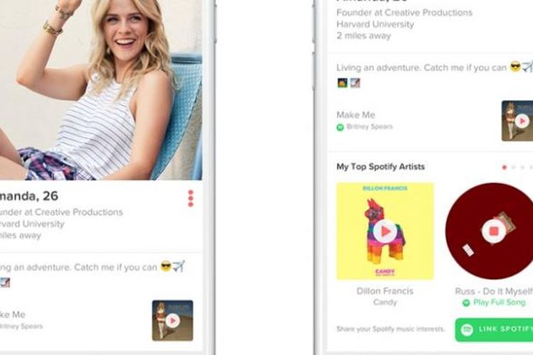 Tinder bekerja sama dengan Spotify untuk memberikan rekomendasi teman kencan yang lebih sesuai.