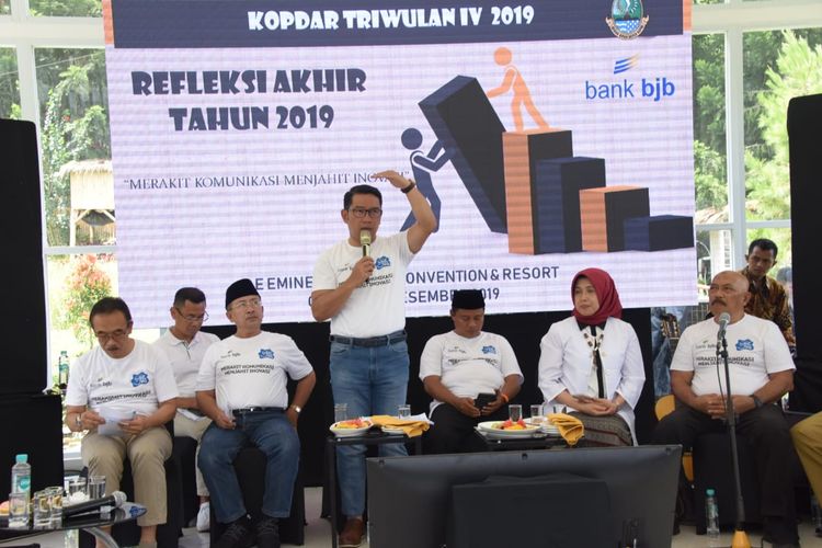 Gubernur Jawa Barat Ridwan Kamil, saat hadir dalam Koordinasi Penyelenggaraan Pemerintah Daerah (Kopdar) Triwulan IV Tahun 2019 di Eminence Hotel Cianjur, Selasa (3/12/2019). 