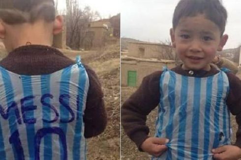 Akhirnya! Bocah Berkaus Kantong Plastik Bertemu Messi