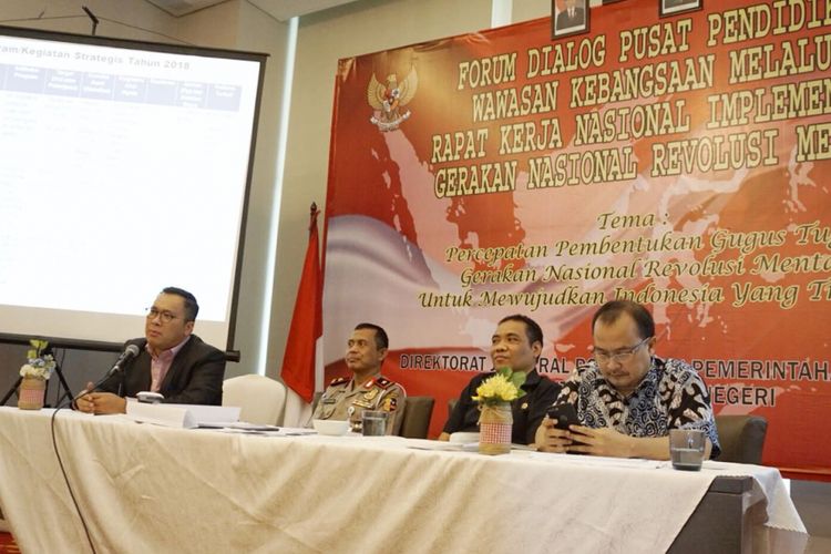 Rapat kerja nasional implementasi Gerakan Nasional Revolusi Mental di Jakarta, Kamis (2/8/2018)