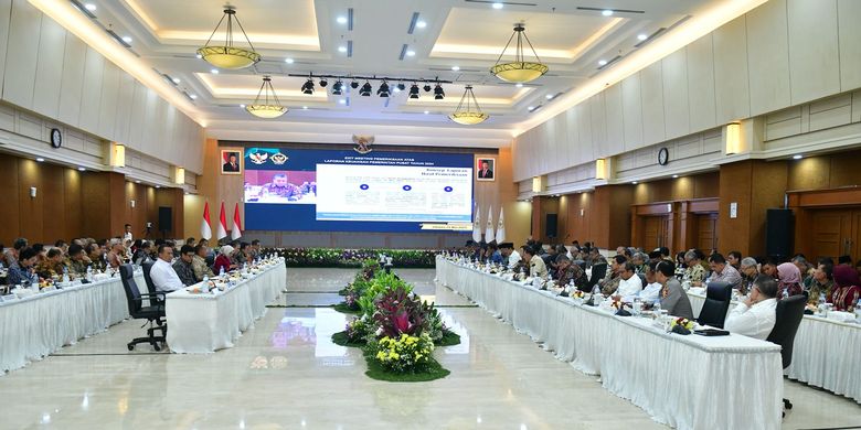 Suasana pelaksanaan Exit Meeting Pemeriksaan Laporan Keuangan Pemerintah Pusat (LKPP) Tahun 2024 yang diselenggarakan oleh Badan Pemeriksa Keuangan (BPK) di Jakarta, Rabu (21/5/2025).