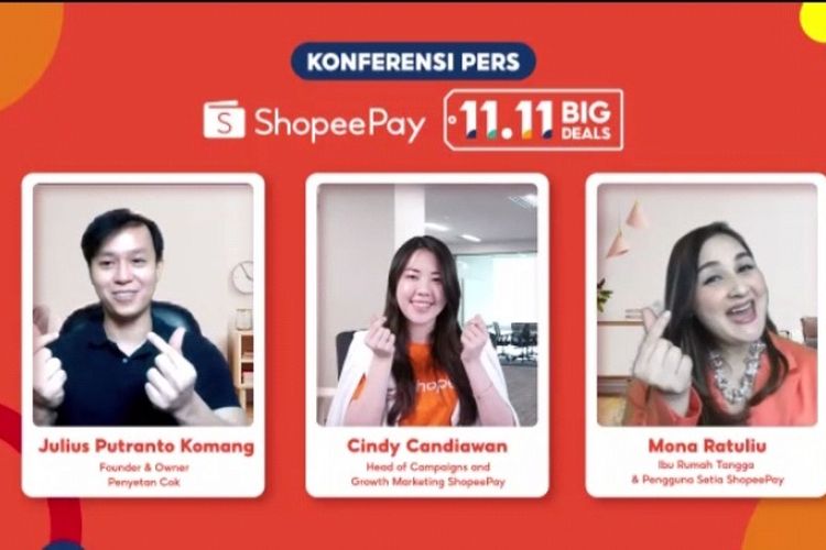Cindy dalam jumpa pers ShopeePay 11.11 Big Deals yang disiarkan secara virtual, Rabu (27/10/2021). (Tangkapan Layar)