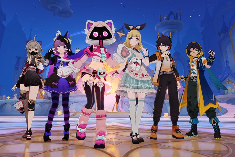 Ilustrasi avatar pemain yang bervariasi di mode Miliastra Wonderland di Genshin Impact 6.1.