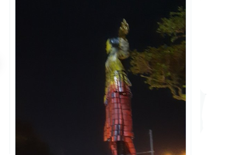 Tangkapan layar twit soal Patung Penari di Semarang disebut menyeramkan dan bisa berputar