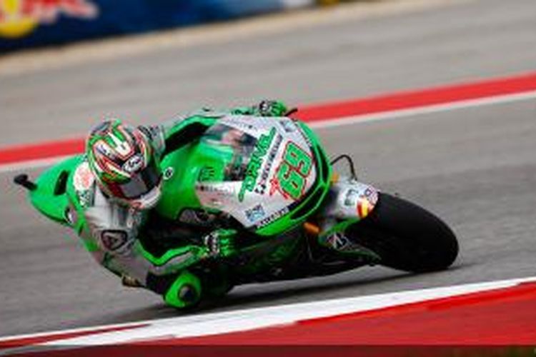 Pebalap Aspar asal Amerika Serikat, Nicky Hayden, melaju di Sirkuit Americas, Austin, pada seri kedua MotoGP 2014, GP Americas, Minggu (13/4/2014).