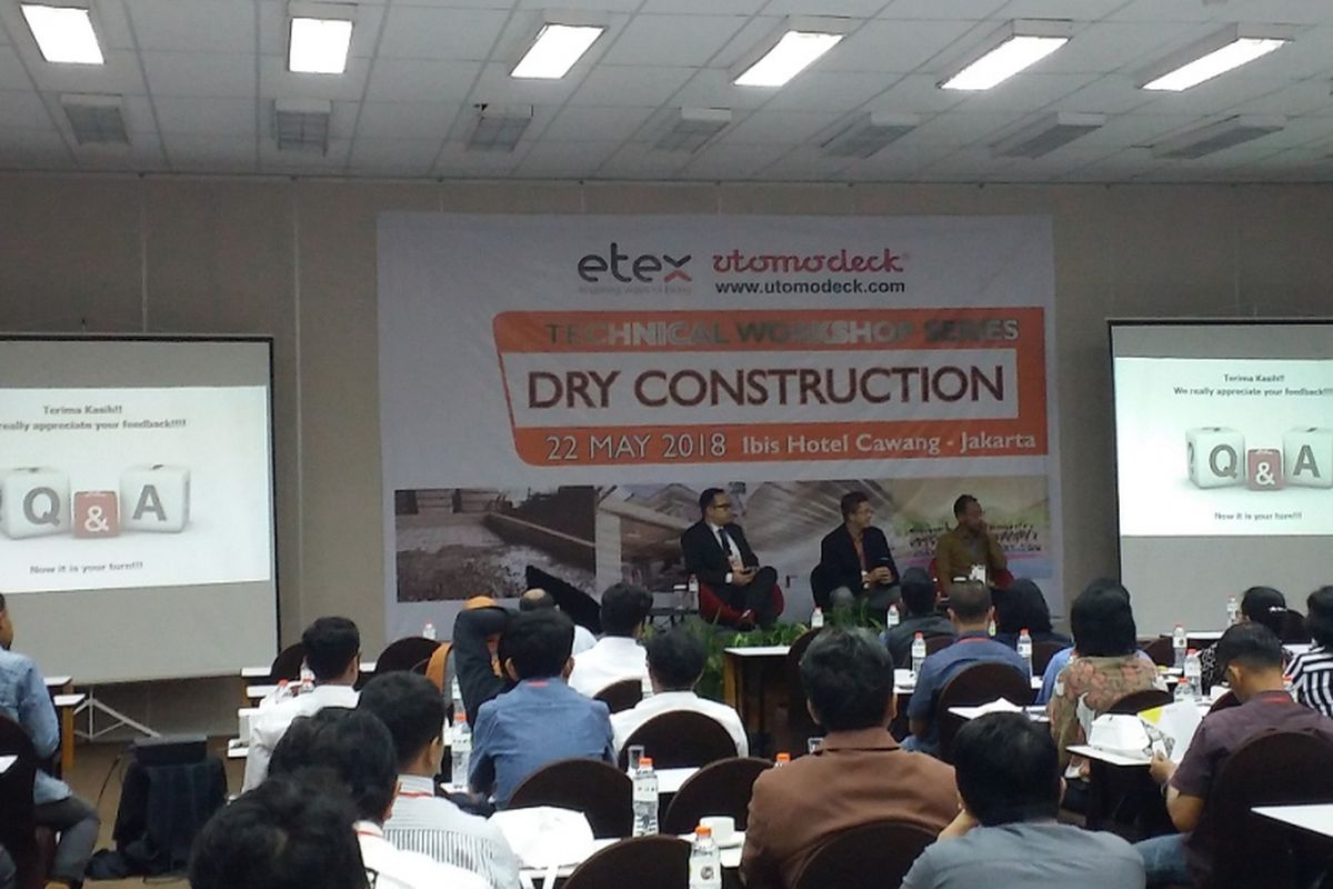 Workshop bertema Dry Construction yang digelar oleh PT Utomodeck Metal Works pada Senin (22/5/2018) di Jakarta.