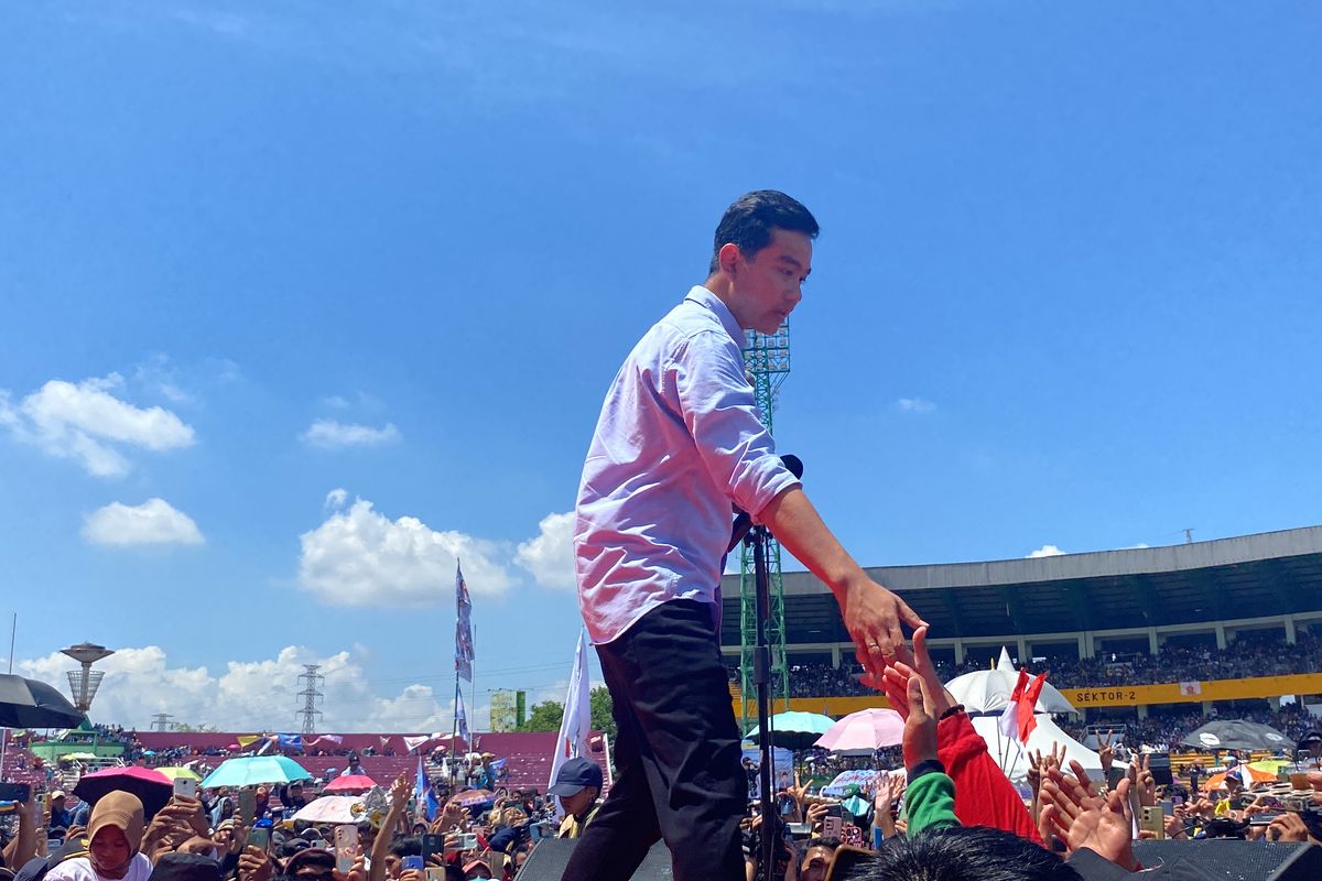 Cawapres nomor urut 2, Gibran Rakabuming Raka di Gelora Delta Sidoarjo, Minggu (28/1/2024).