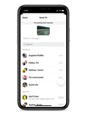 Ilustrasi fitur forwarding limit di Messenger