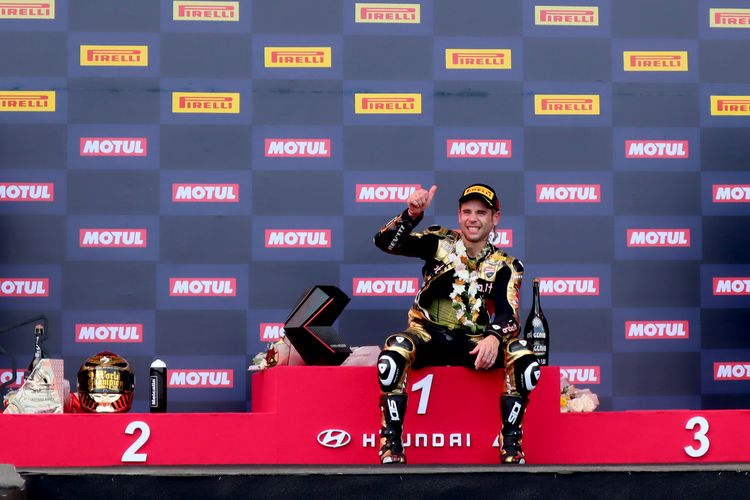 Pebalap asal Spanyol Alvaro Bautista juara dunia World Superbike 2022 lebih awal di Sirkuit Pertamina Mandalika, Lombok, Nusa Tenggara Barat, Minggu (13/11/2022) siang.