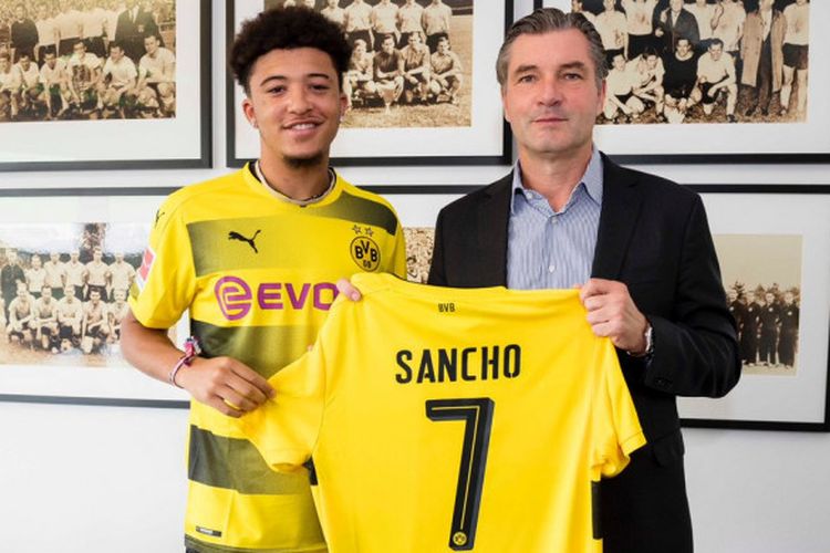 Borussia Dortmund merekrut Jadon Sancho dari Manchester City, Kamis (31/8/2017)
