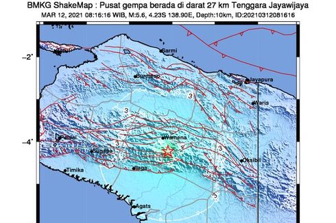 Gempa Hari Ini: M 5,3 Guncang Wamena, Terasa hingga Timika Papua
