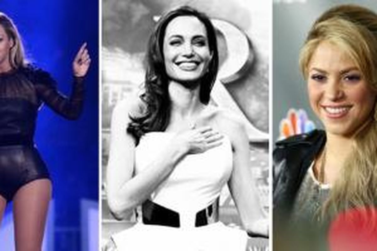 Selebriti muda paling berpengaruh di dunia: Beyonce, Angelina Jolie, Shakira.