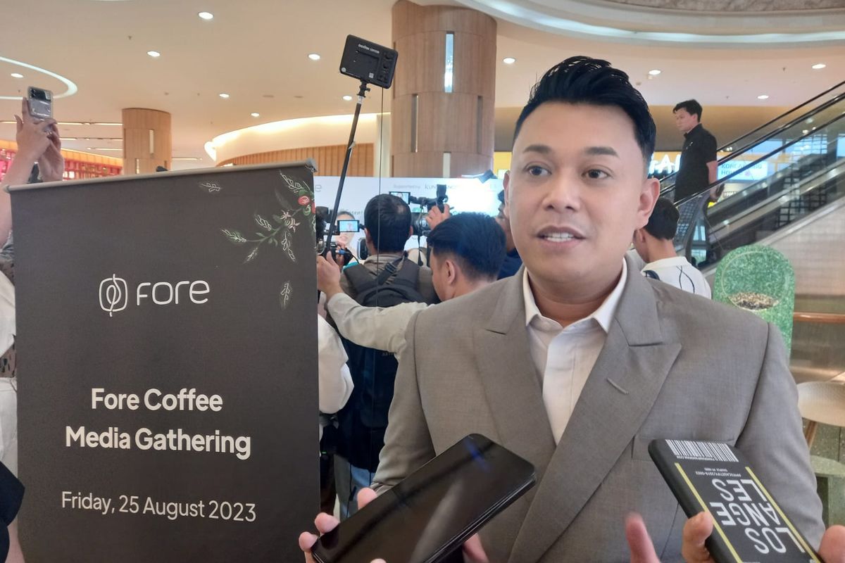 Chief Marketing Officer Fore Coffee, Matthew Ardian dalam acara Media Gathering di Kuningan City, Jakarta, Jumat (25/8/2023).