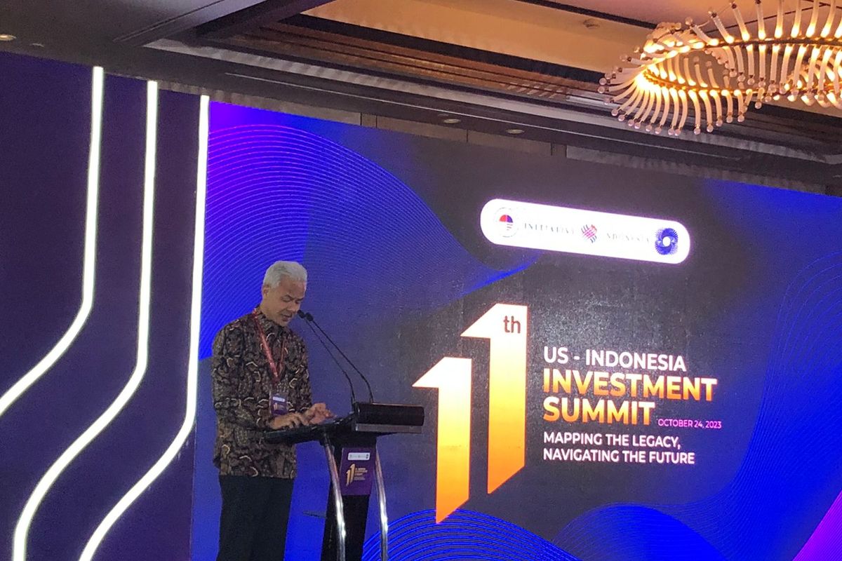 Bakal calon presiden Ganjar Pranowo di dalam acara 11th US-Indonesia Investment Summit