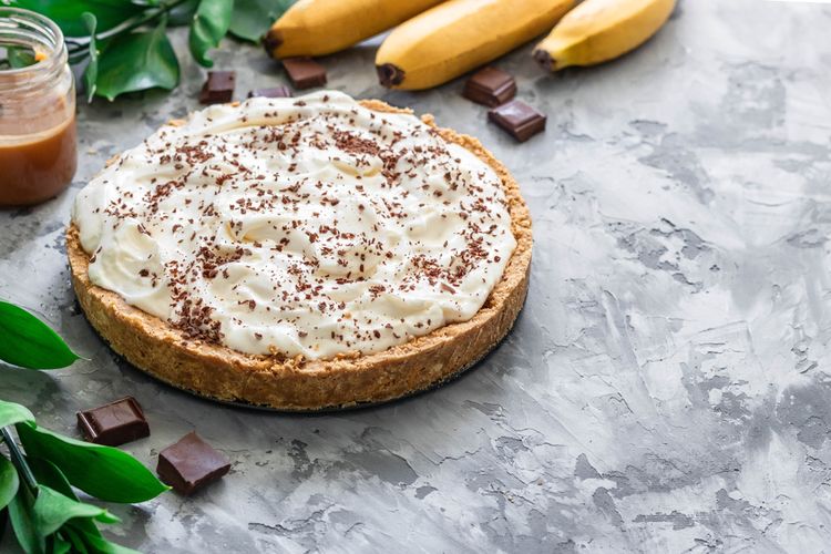 Ilustrasi banoffee, pie pisang karamel khas Inggris yang bisa juga untuk hidangan takjil. 