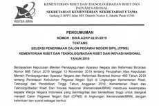 Kementerian Riset dan Teknologi Buka 11 Formasi di CPNS 2019, Ini Rinciannya