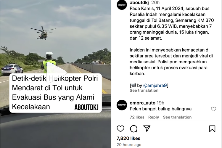 Helikopter mendarat di jalan Tol Batang-Semarang, evakuasi korban kecelakaan Bus Rosalia Indah