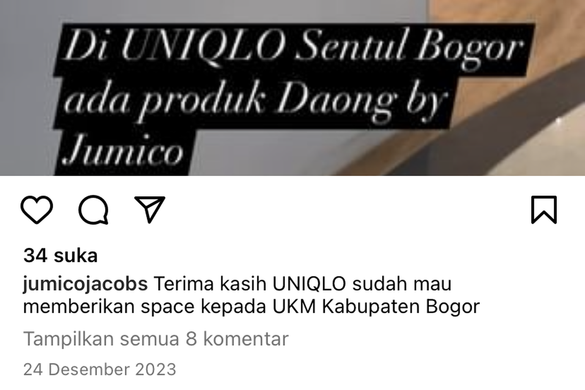 Postingan instagram Jumico Jacobs Ecoprint