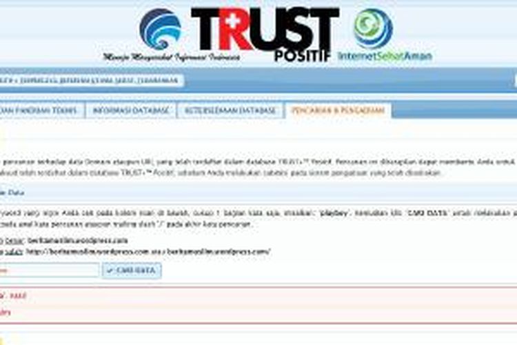 Situs TrustPositif Kementerian Komunikasi dan Informatika