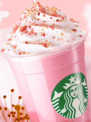 Ilustrasi frappuccino Sakura ala Starbucks Jepang. 