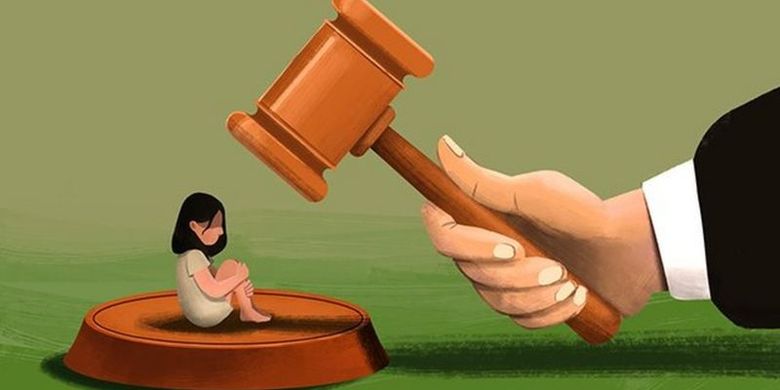 Ilustrasi keadilan bagi korban perkosaan anak perempuan.