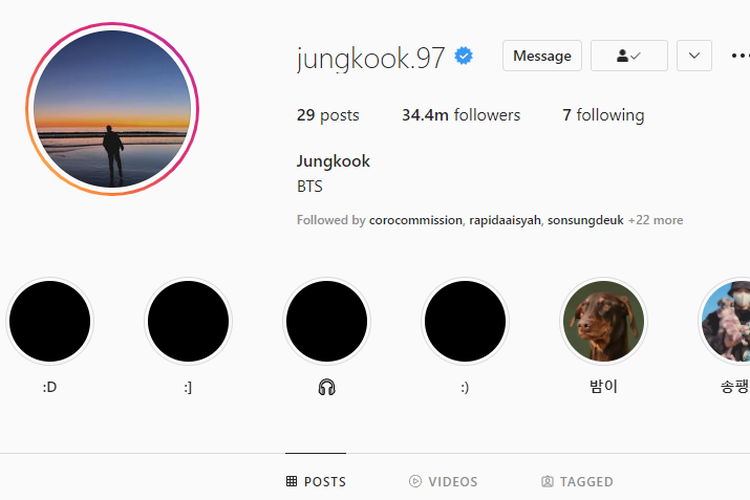 Jungkook BTS ganti username Instagram.