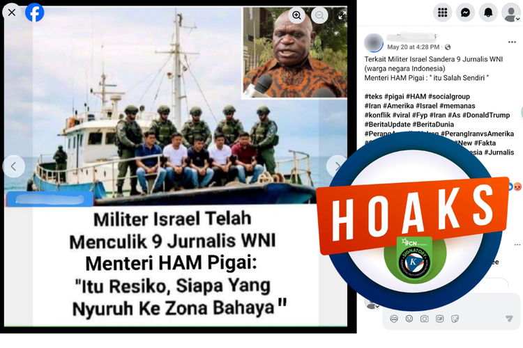INFOGRAFIK: Hoaks Natalius Pigai Sebut Penculikan 9 WNI oleh Israel adalah Risiko