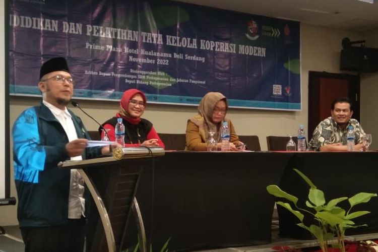 Acara Pelatihan Tata Kelola Koperasi Modern bagi Pengurus, Pengelola Koperasi Sawit dan Nelayan di Sumatra Utara, Selasa (22/11/2022)