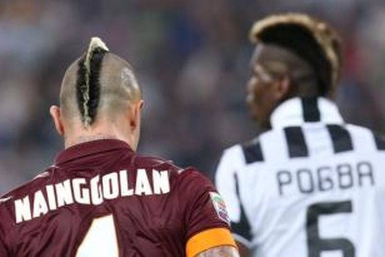 Dua gelandang eksentrik, Radja Nainggolan (kiri/AS Roma) dan Paul Pogba (kanan/Juventus).