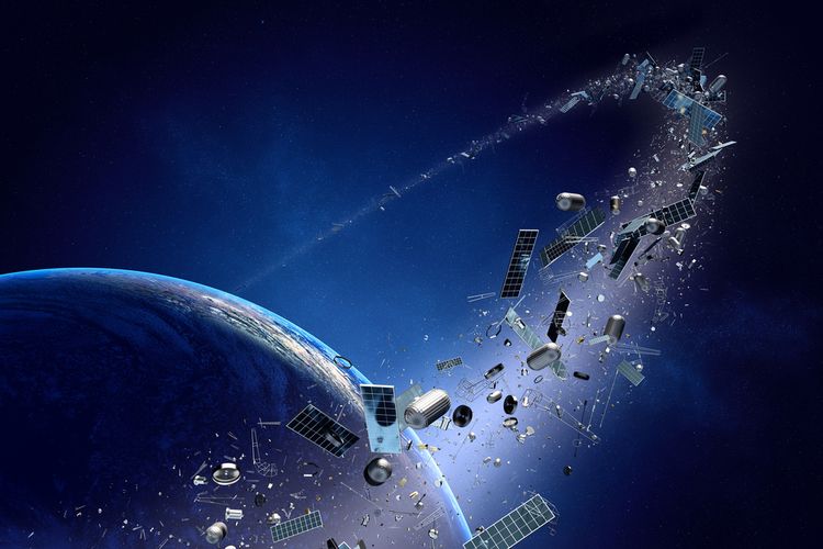 Ilustrasi sampah luar angkasa semakin mengancam orbit Bumi.