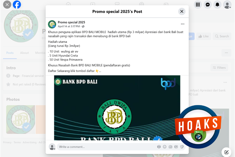 INFOGRAFIK: Hoaks Undian Berhadiah Rp 3 Miliar dari BPD Bali, Cek Faktanya!