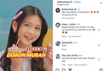 Unggahan Instagram Christy JKT48
