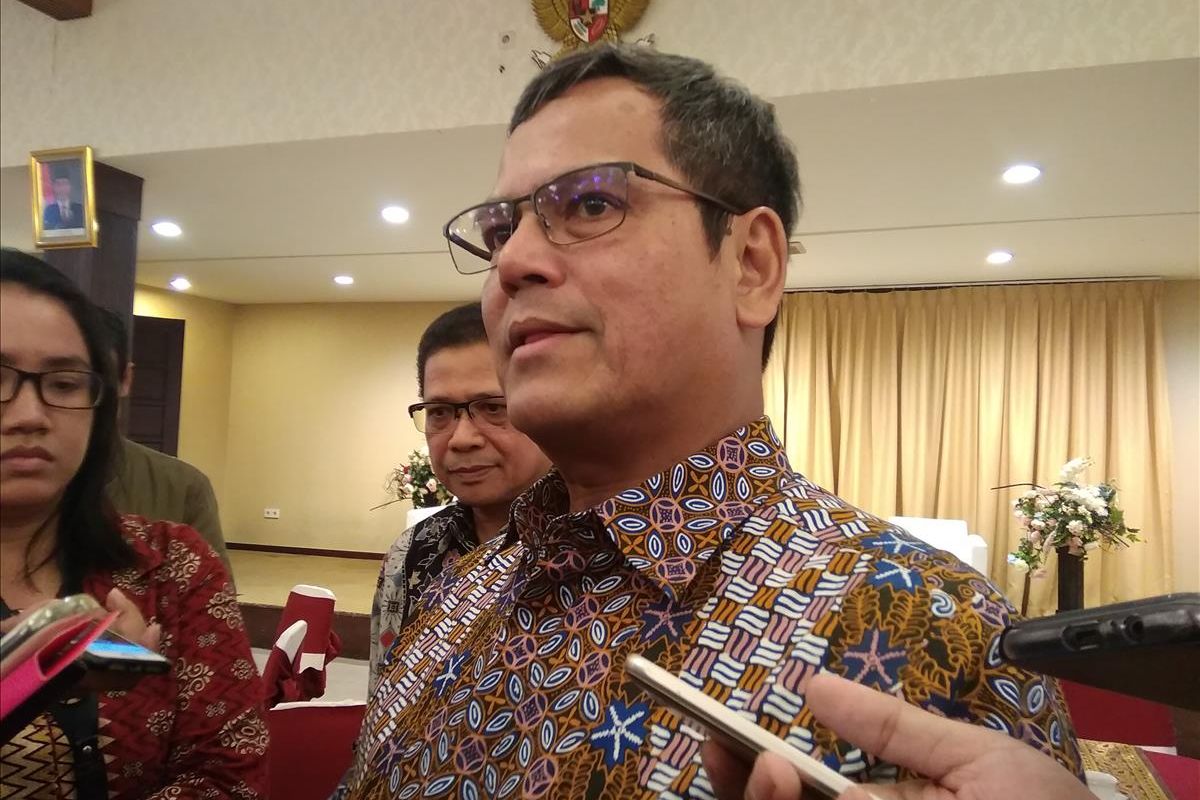 Direktur Jendral Perkeretaapian Kemenhub, Zulfikri saat memaparkan kesiapan angkutan KA mudik di Jakarta, Jumat (24/5/2019)
