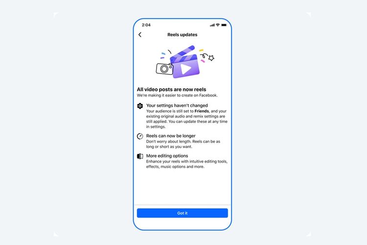 Ilustrasi video di Facebook yang diubah jadi Reels