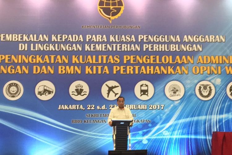 Menhub Budi Karya Sumadi di Jakarta, Rabu (22/2/2017)
