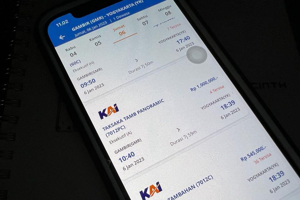 Tampilan tiket kereta Panoramic yang tersedia di KAI Access.